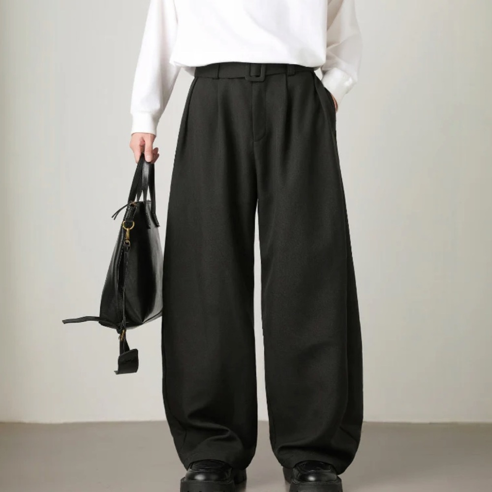 Black High Waist Wide-Leg Trousers